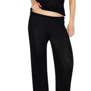 NWT SKIMS Sheer Cotton Lace Sleep Pants L Soot (Black) Lounge Pajama